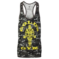 STRINGER  JOE CAMO - CAMISETA DE TIRANTES CAMUFLAJE NEGRO (GOLD´S GYM)