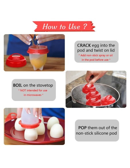 SILICONE EGG BOIL (SILICONA PARA HUEVO COCIDO) SET DE 6 PIEZAS (COOK TIME) - ()