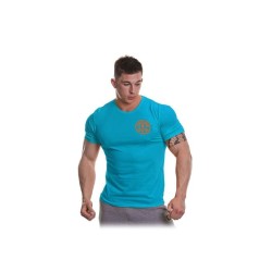 CAMISETA LOGO CHEST - LOGO EN EL PECHO HOMBRE COLOR TURQUESA/NARANJA (Gold's Gym)
